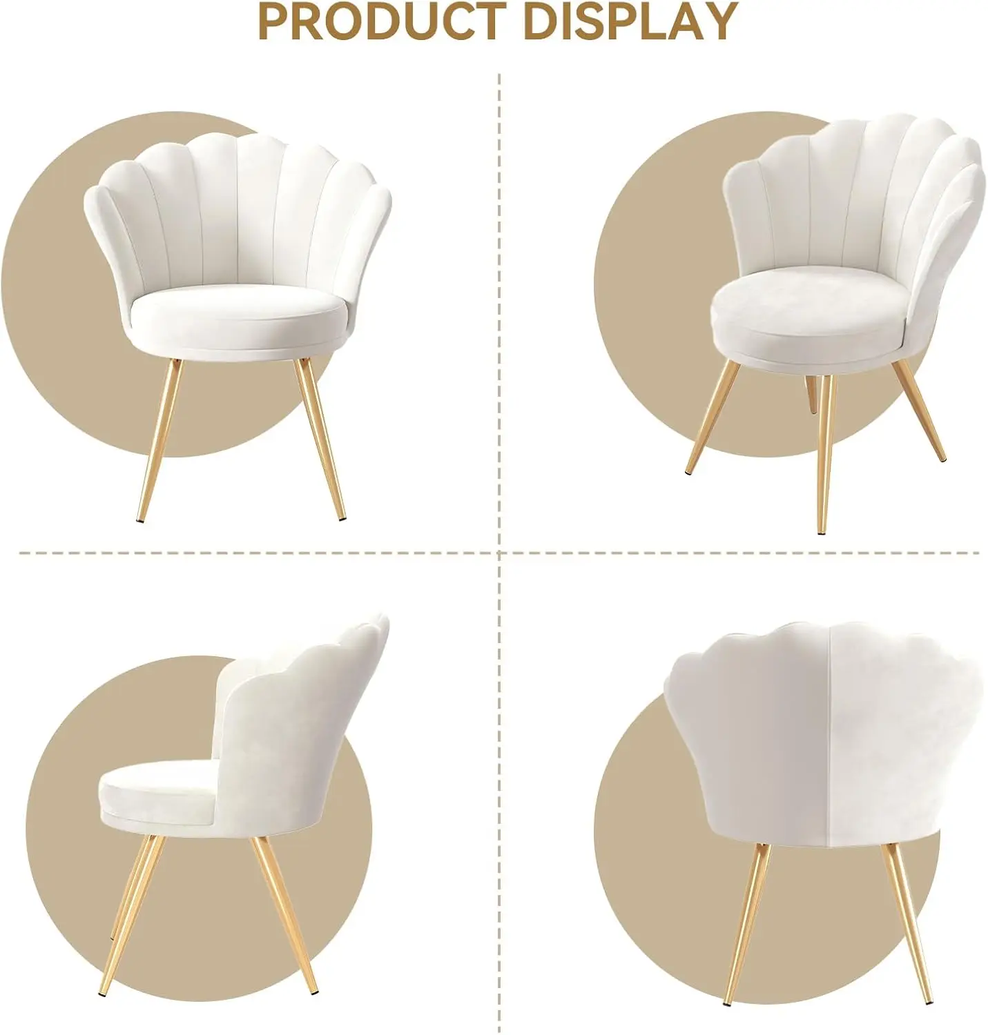 Velvet Accent Chair with Gold Metal Legs, Vanity Chair for Makeup Room, Upholstered Guest Chair for Living Room