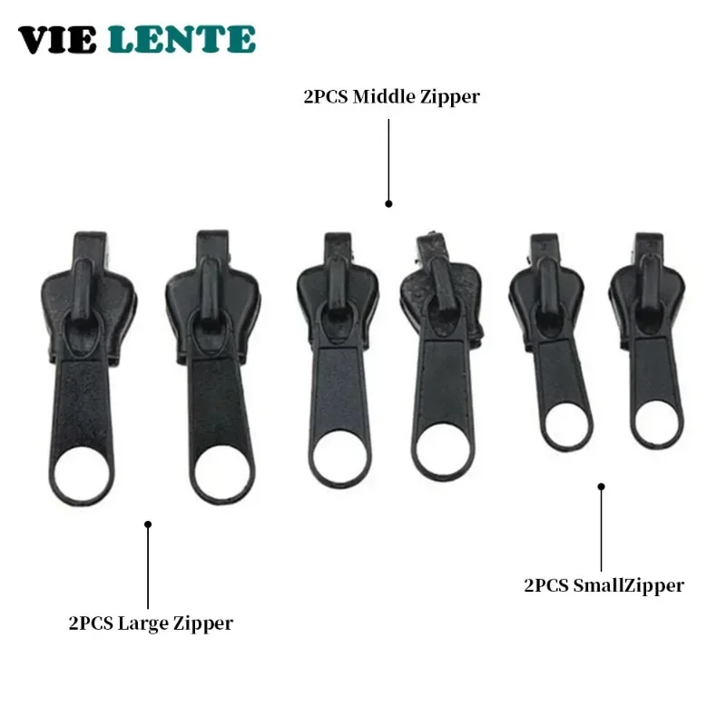 Zip Heads, 12 Pcs Reparation Fermeture Eclair (Large, Medium