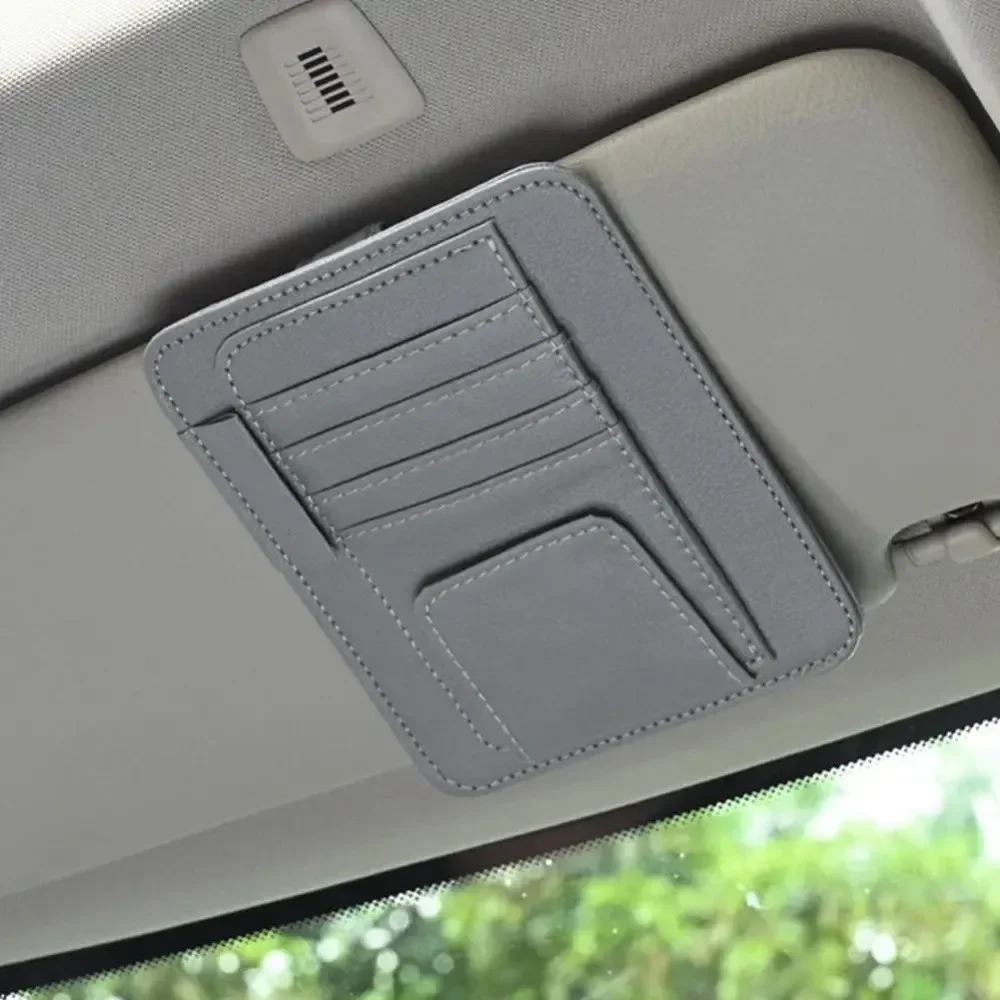 Car Sun Visor Organizer Multi-Pocket Business Card Storage Management Sunglasses Holder Visor Accessories Auto Interior 2