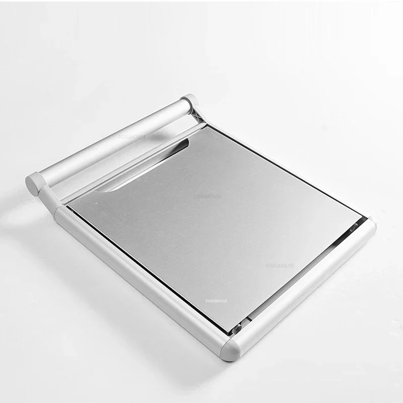 Aluminum Bathroom Bath Chair Creative Invisible Wall-mounted Shower Seats Modern Folding Mute Shoe Changing Stool with Armrests 3