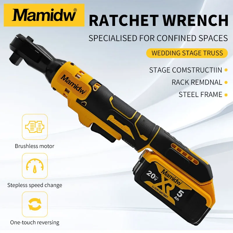 Cordless Ratchet Wrench 1/2 Inch Brushless Electric 3/8In Variable Speed Impact Driver 20V Power Tool For DEWALT Battery