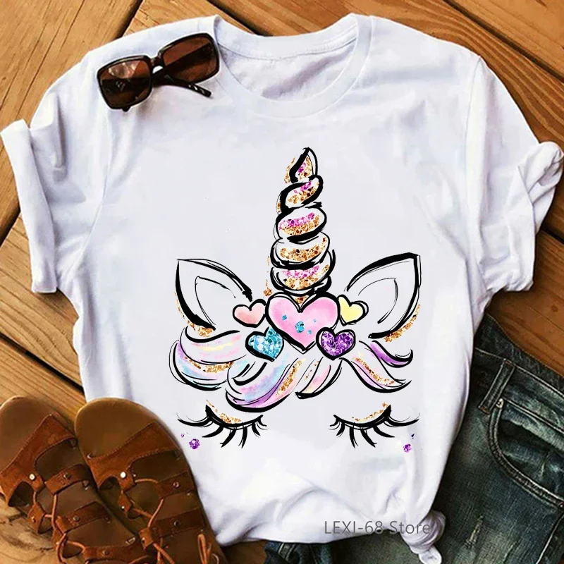 You Are Magic Letter Print T-Shirt Donna Kawaii Unicorn Girl Graphic T Shirt Femme Flowers Tshirt Female Harajuku Shirt Top