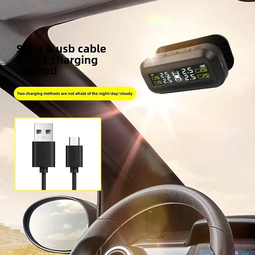 Monitoraggio della pressione dei pneumatici Monitor dei pneumatici automobilistici Alimentatore wireless solare Pressione dei pneumatici TPMS esterna integrata - immagine 3