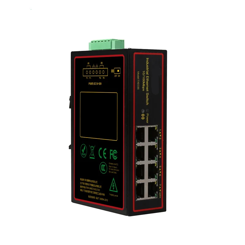 표준 프로토콜 802.3AF/AT 48 OUT/48V POE 스위치, 8 포트 산업용 이더넷 POE 스위치 10/100Mbps