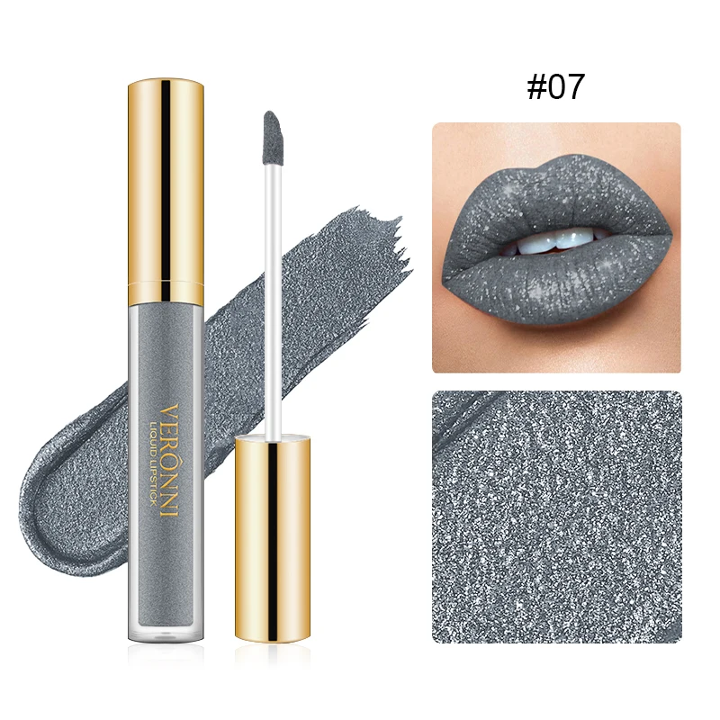 Flüssiger Lippenstift mit Glitzereffekt, schimmernder, glänzender Lipgloss, perlmuttartiger Lippenton, wasserfest, langanhaltend, matt, Diamant-Lippenglasur_voghion.com