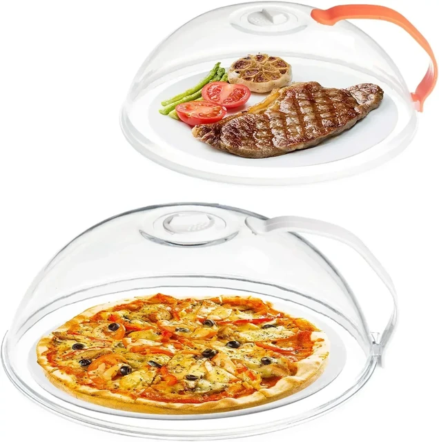 2 Pack Microwave Splatter Cover, Transparent Cover, Microwave Plate Cover  Lid with Handle and Adjustable Steam Vents Holes Keeps Microwave Oven Clean