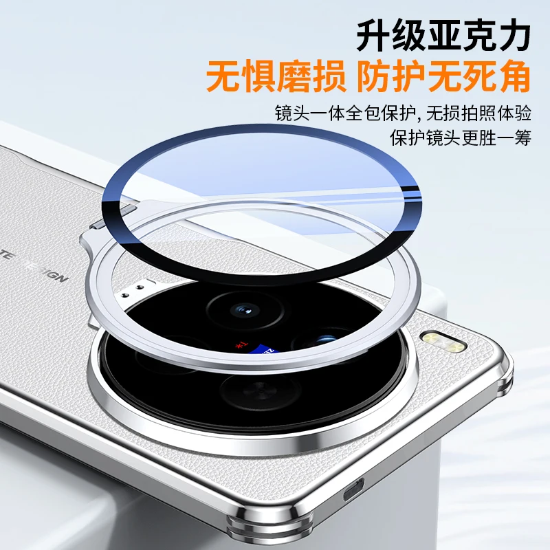 Luxury Matte Leather Texture Shockproof Back Cover with Foldable Invisible Holder and Camera Protection