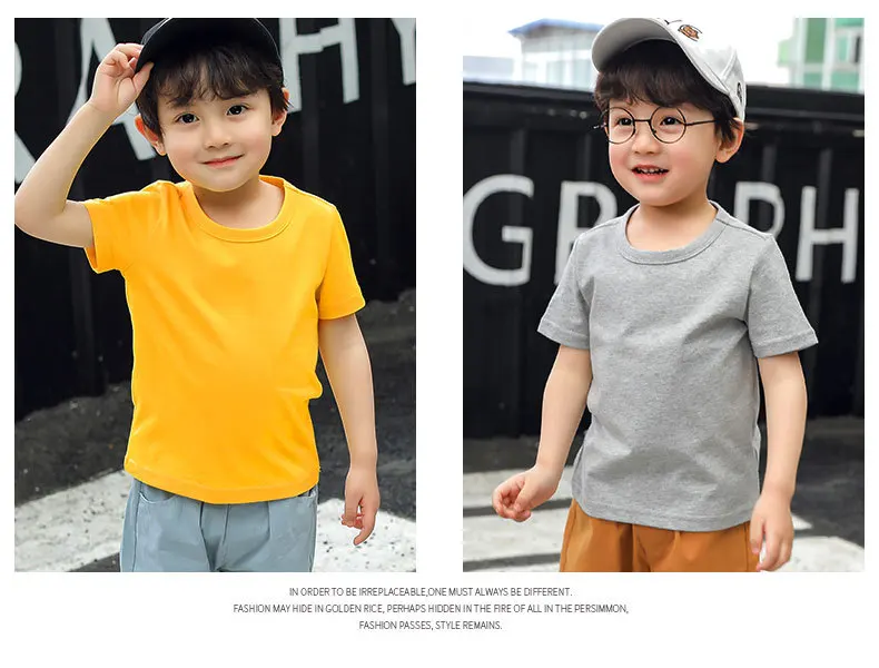 Summer Kids Short Sleeve T-Shirt Toddler Girls Cotton Colour Plain Tee Crewneck Boys T-Shirts Solid Tee Summer Children Clothes essential t shirt