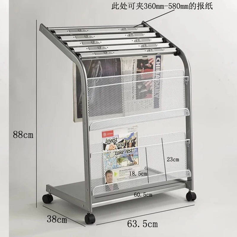 Newspaper Rack Magazine Holder Book Display Stand Aluminum Iron Simple Silver Multi-Layer Organizer Furniture Estantes FYMR