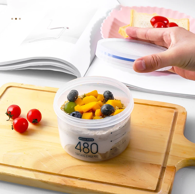 1Pc Overnight Oat Cup Portable Breakfast Cereals Salad Cup Graduated Milk Cup Seal Container Microwave Oven Can Heat And Seal 2