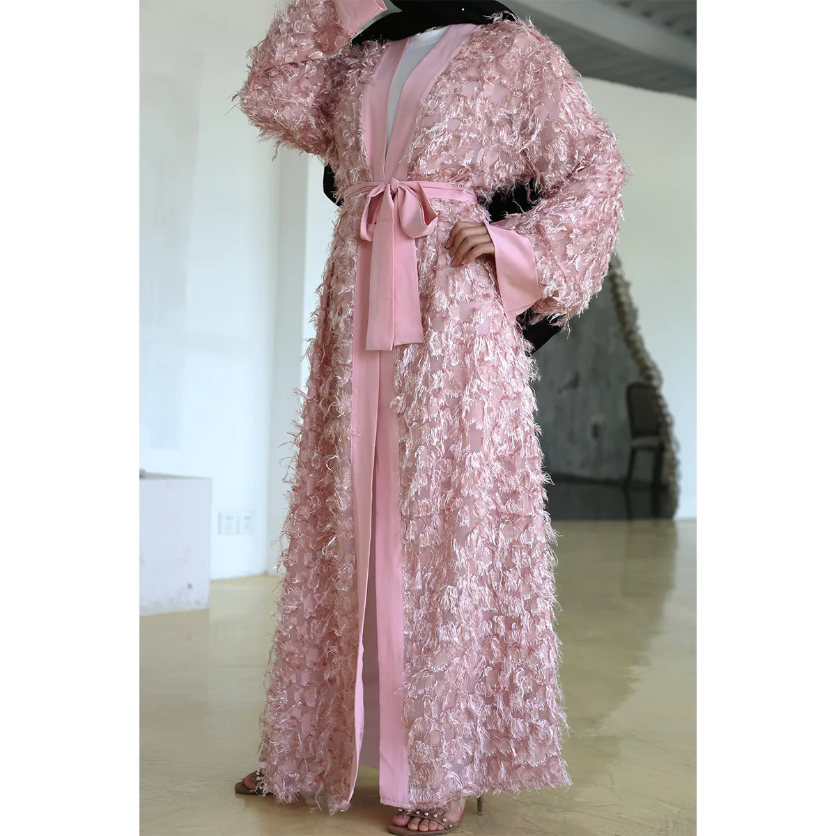 

Wepbel Muslim Open Abaya Islamic Clothing Ramadan Fashion Tassel Robe Cardigan Big Swing Women Caftan Eid Party Kaftan Abaya