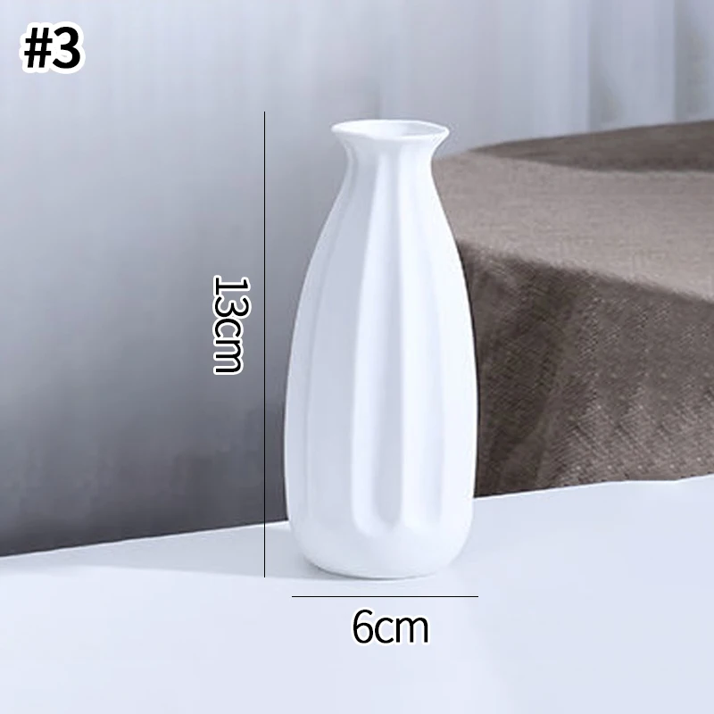 White Ceramic Nordic Vases - Decorative Home Ornaments for Living Room and Desktop Decor