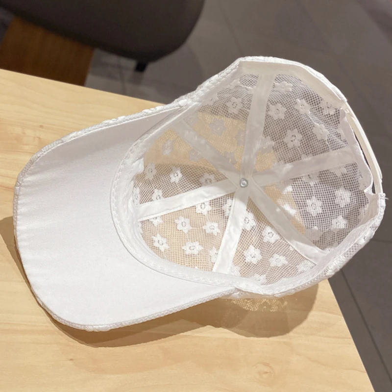 Hot Sale New Ladies Summer Baseball Lace Flowers Hat Breathable Cap For Women Mesh Girls Snapback Hip Hop Fashion Female Caps_voghion.com
