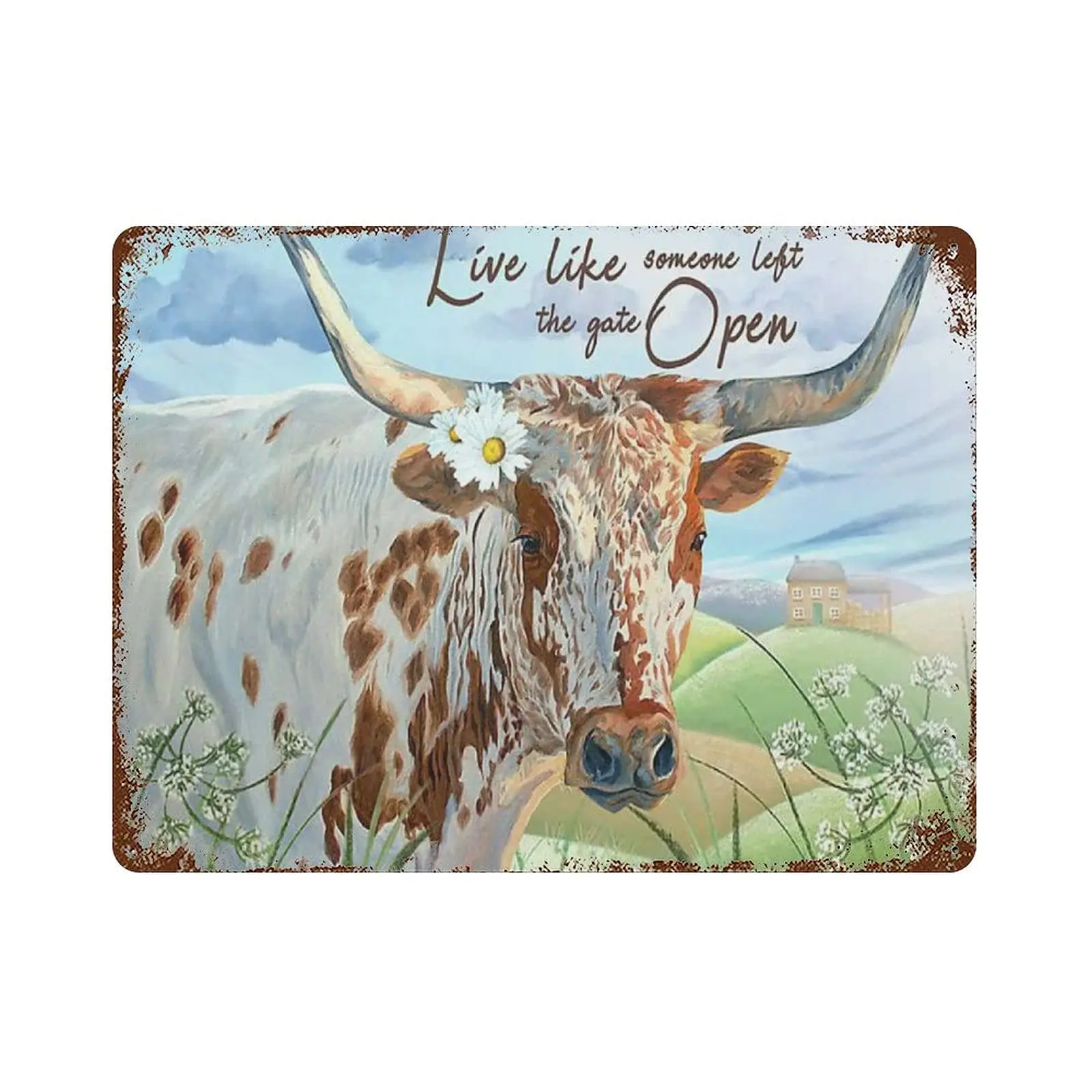 

Dreacoss Texas Longhorns Tin Sign -Retro Style Metal Sign-Novelty Poster -Home Farmhouse Wall Decor-Gifts for He Or She-Size 8x1