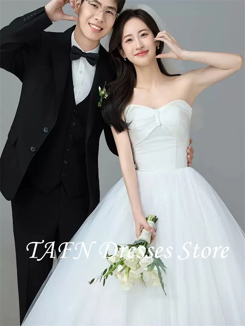 TAFN Princess Soft Tulle A Line Wedding Dresses Korea Photo shoot Sweetheart Floor length Bride Gowns Corset Back Customized 5