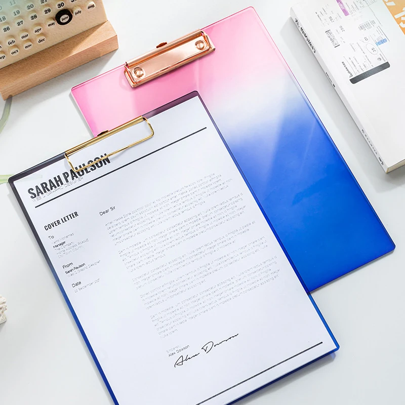 

A4 Acrylic Folder,Creative Transparent Gradient Color,Electroplated Metal Clip,Not Easy To Rust,Folder Office Supplies ZS-08