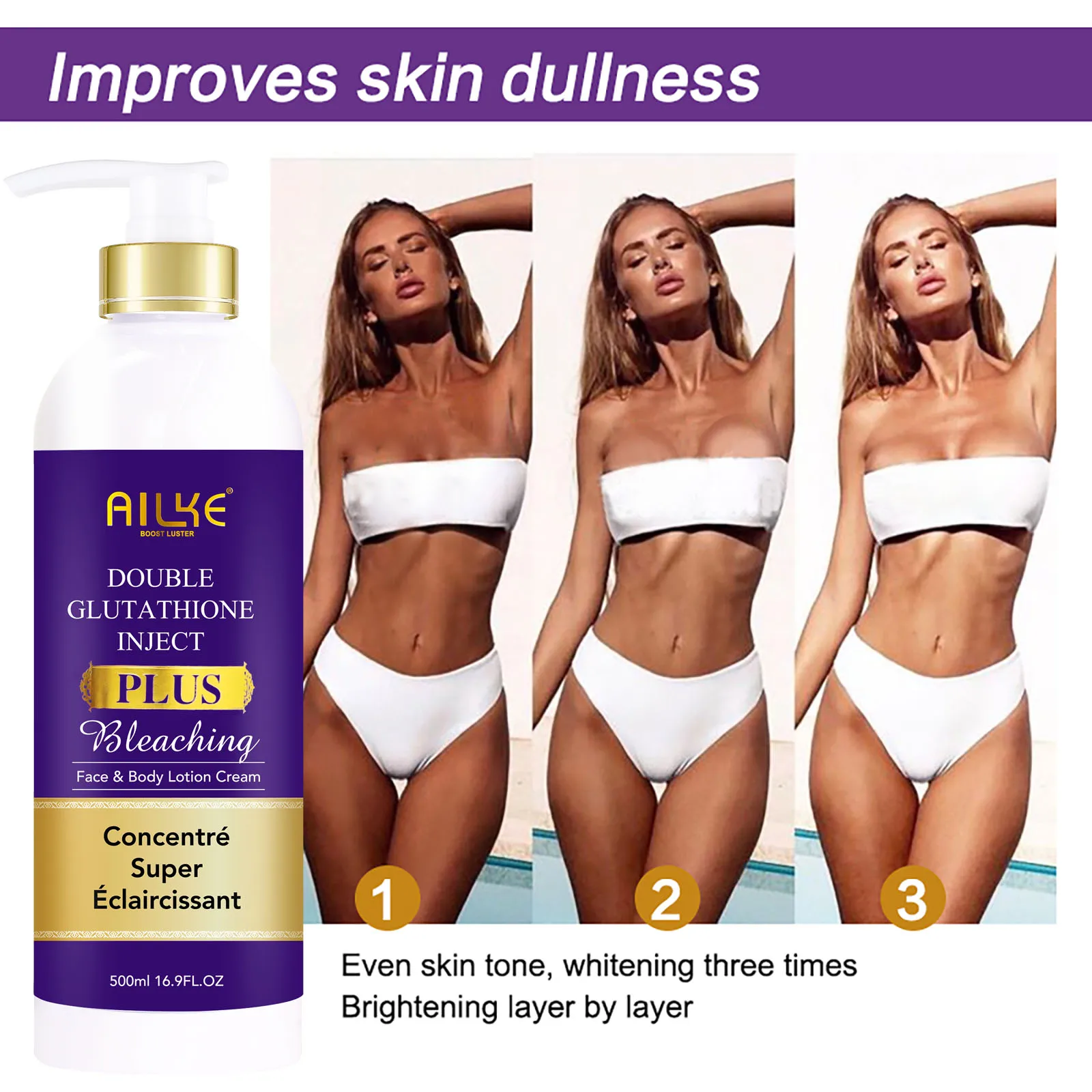 AILKE Glutathione Bleach Range, Whiten, Moisturizing, Hydration, Clean Stains, Even Skin tone, Improve Dull Skin Tone 3