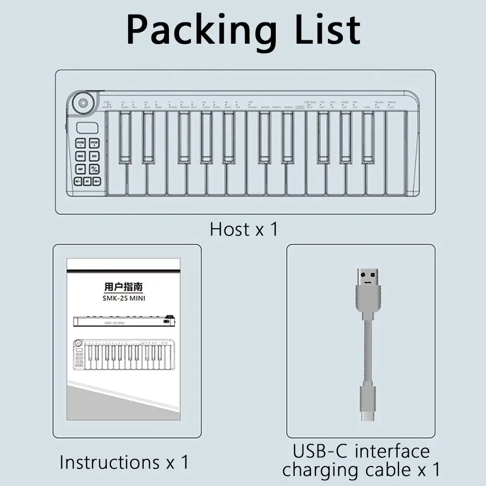 Musical Instrument Electronic Musical Instrument Electronic Piano YOUZI ABS Midi Keyboard Controller Usb Rechargeable 25 Keys Smart Wireless Midi-out Mini Portable Midi Keyboard