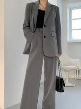 

Women's Trousers Suit Casual Long Sleeve Jacket & High Waist Pant Female 2 Pieces Blazer Set Ladies Fashion Elegant Pant Suit