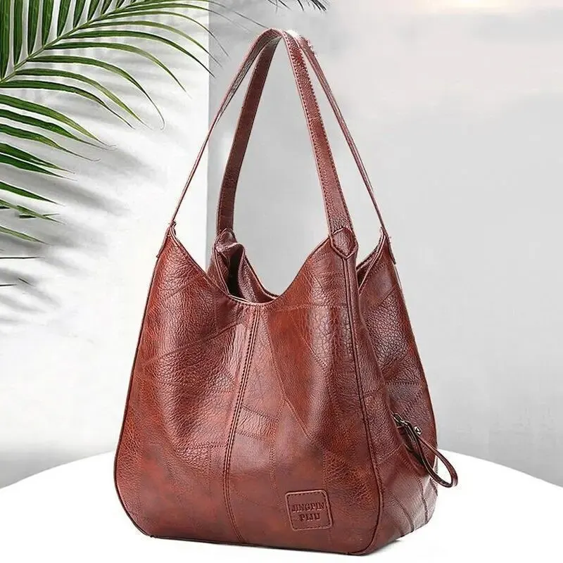 Shoulder Bag Ladies Handbag Vintage Women's Bag Leather Large Capacity Marble Grain Women's Shoulder Bag Daily Commuter Handbag Shopping