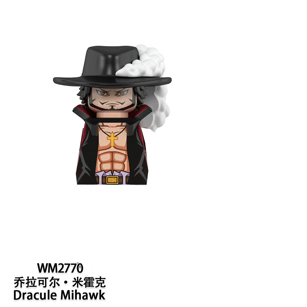 Anime One Piece Mini Action Figures Dracule Mihawk Buggy Sir Crocodile Jinbe Building Blocks Doll Desktop Ornament Kids Gifts