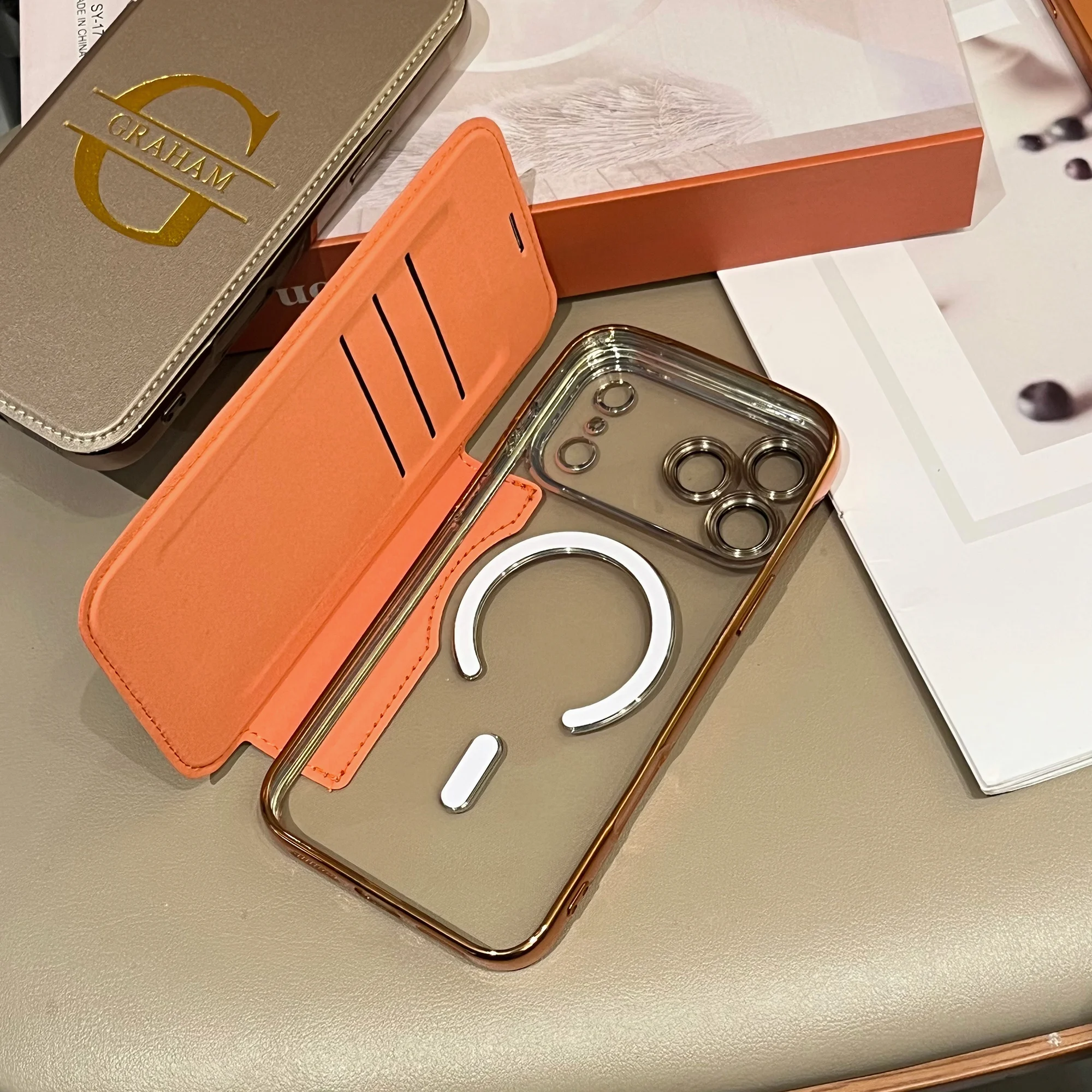 Luxury Flip Insert Card Faux Leather Case for iPhone 17 thumbnail 5