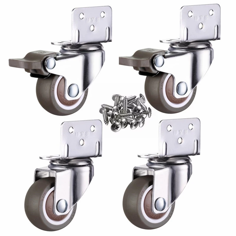 4pcs Furniture Casters Wheels Soft Rubber Swivel Caster Quite Roller