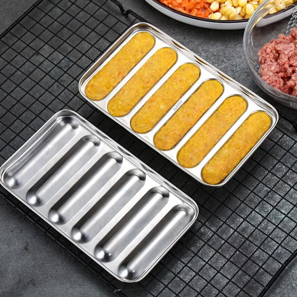 Microwave Oven 6-Cavity DIY Ham Mould Stainless Steel Sausage Mold Food Supplement Hotdog Maker Meat Tool