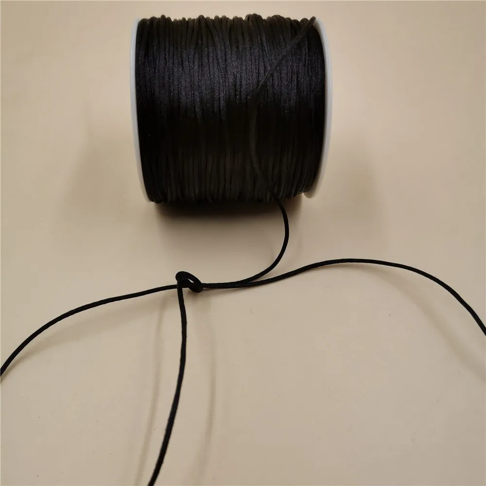 Satin Cord 1mm 50meters Roll Rattail Polyester Nylon Cords String Chinese Knot Cord DIY Bracelet Jewelry Making Supplies