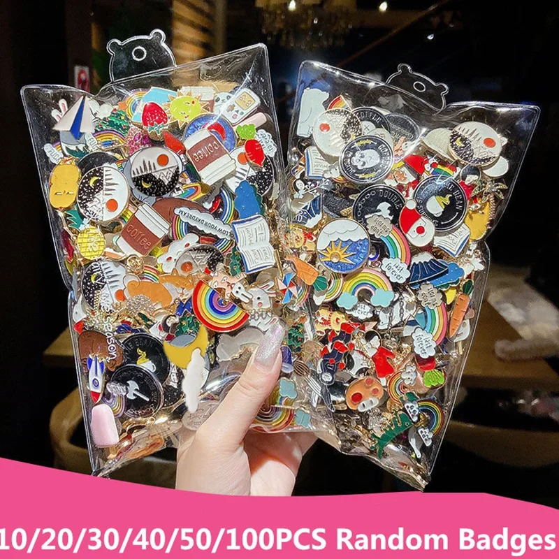 Enamel Badges Diversity Random Badges Animals Plants Metal Pins For Backpack Clothes Bag Hat Decor Jewelry Accessories 10-100PCS enamel badges,metal pins,badge brooches,art pins