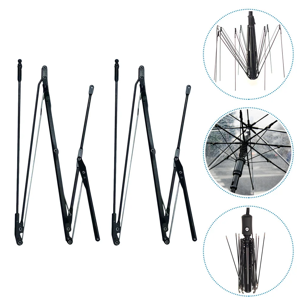 

2 Sets Folding Umbrella Accessories Patio Replacement Parts Iron Ribs for Repair