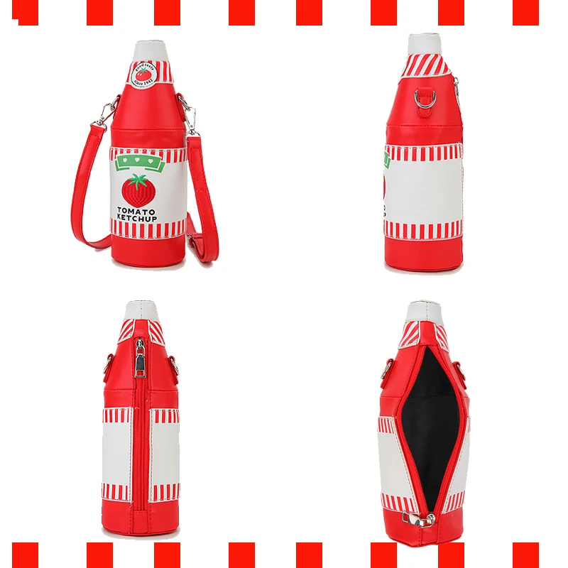 Fun Tomato Ketchup Bottle Design Ladies Shoulder Bag for Girl Novelty Chain Party Purse Bag Women Daily Handbag Cute Red Clutch 2