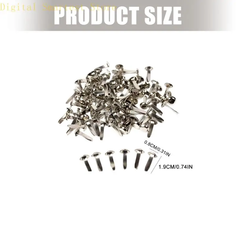 85AA 400Pcs 스크랩북 카드 제작을 위한 둥근 금속 브래드 2구 금속 압정