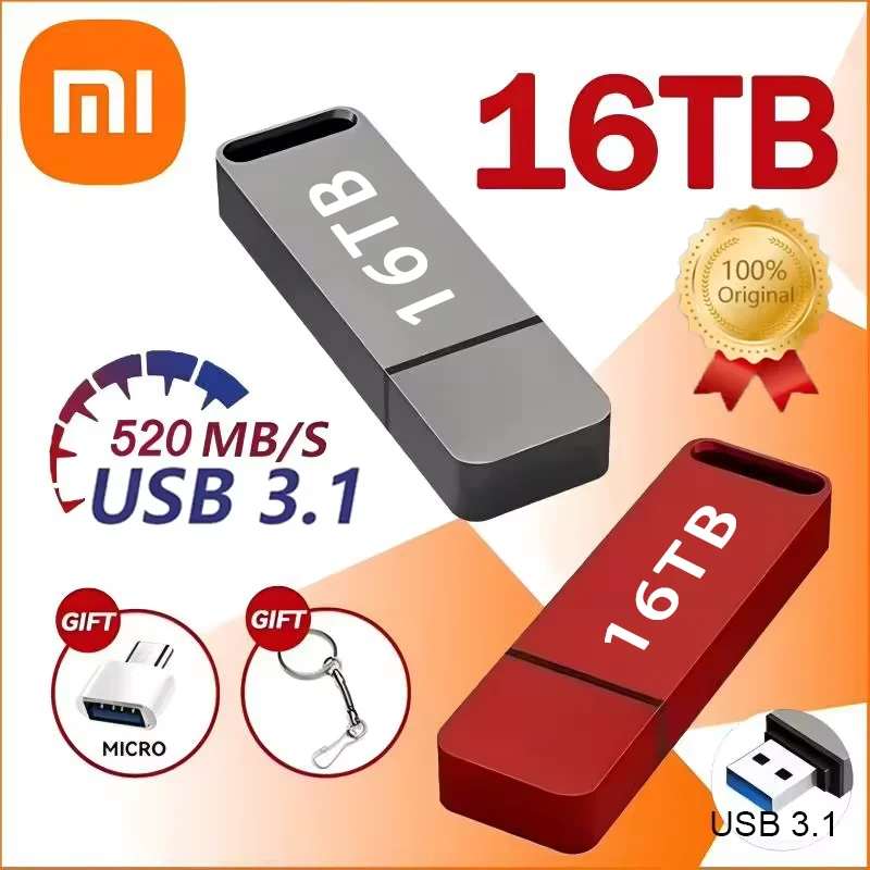 Xiaomi USB 3.1 Pen Drive Key 2TB 4TB 8TB 16TB Type C High Speed Portable Flash Drive Memory Stick Waterproof