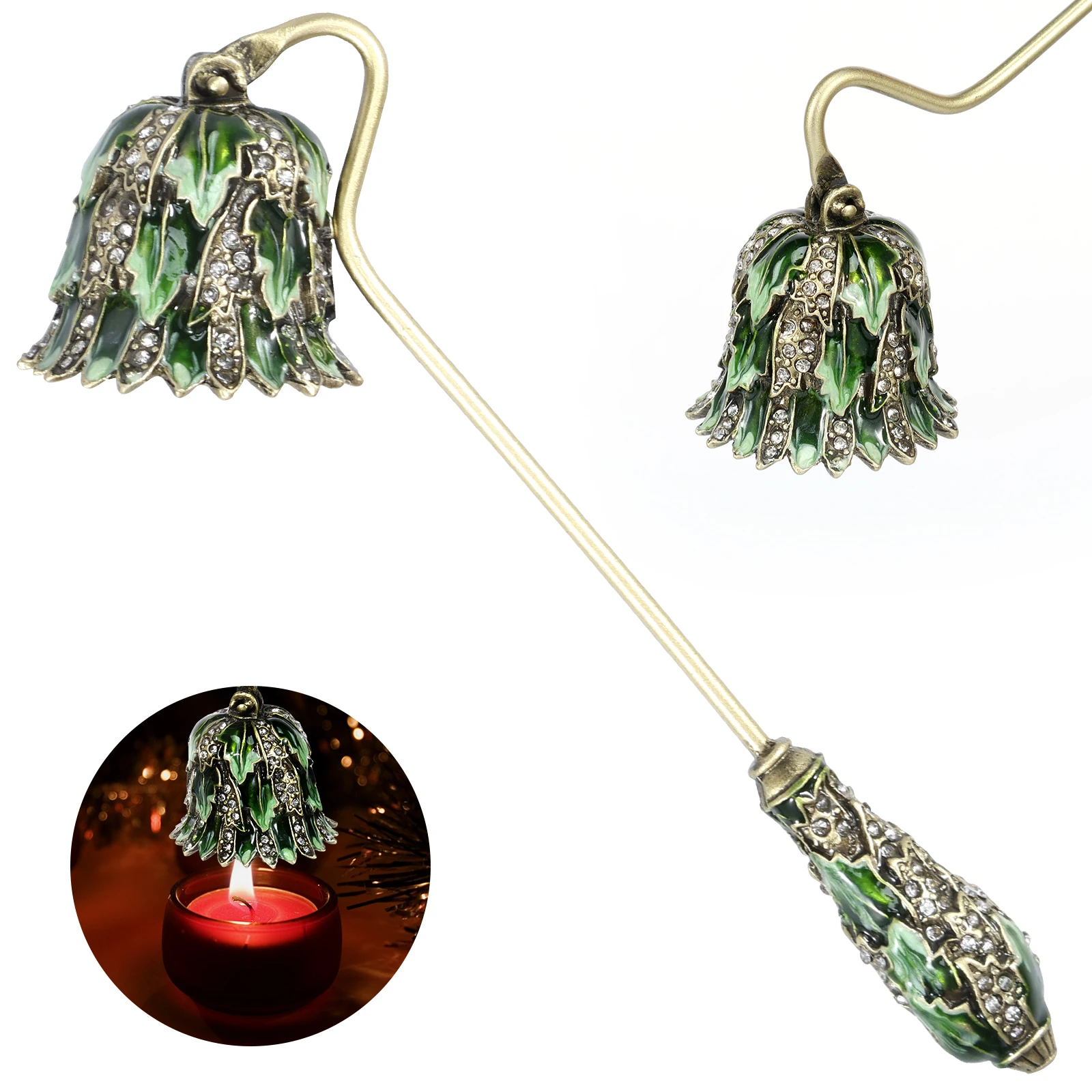 1/2/4Pcs Candle Snuffer Safe Candle Extinguisher with Long Handle Elegant Green Decorative Candlesnuffer for Lovers Gifts