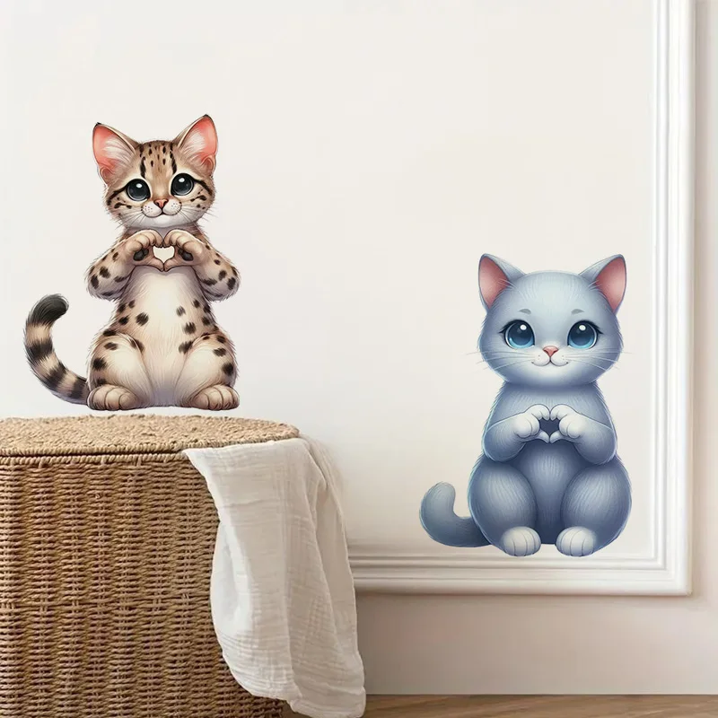 Cute Cat Sticker, Water-proof Home Wall Decal, Used for Wall, Bathroom, Cabinet, Door,Toilet, Car, Laptop