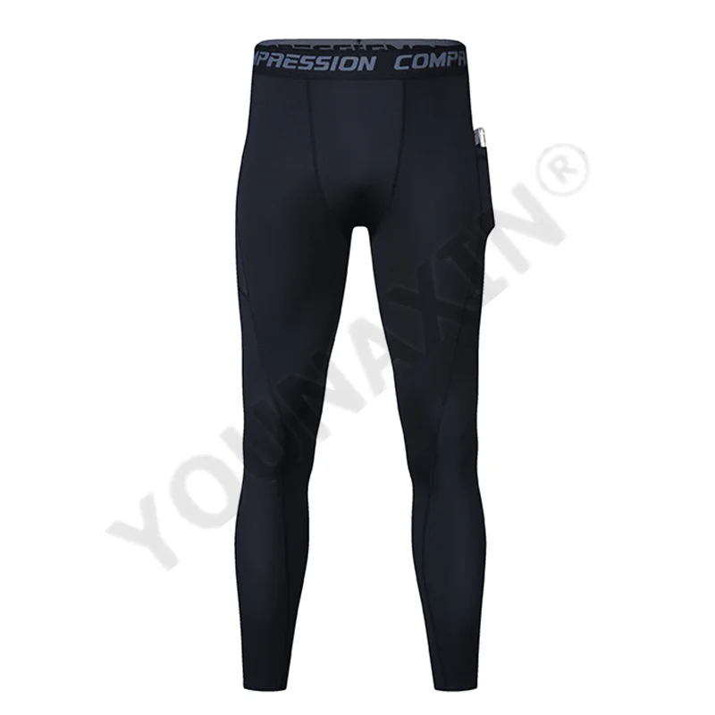 Men Running Tights Leggings With Pocket Jogging Sports Pants Gym Fitness Workout Training Yoga Bottoms Basketball Trousers