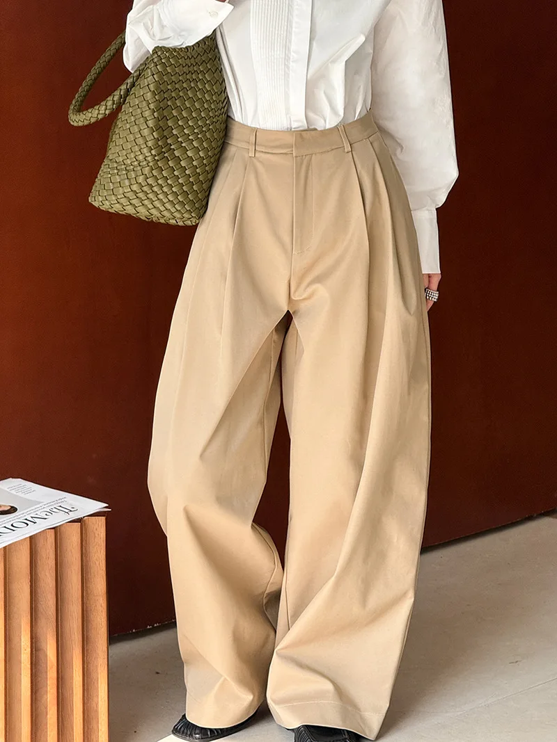 2026 Women Spring Wide Leg Causal Long Pants Comfortable High Waist Stright Pants Female Women Clothes Trousers
