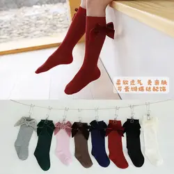 16pairs New Fashion baby Long Socks girls children Velvet Bows Spanish style Socks Cotton Knit Knee High Toddler Christmas Socks