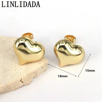 10Pairs Simple Glossy Heart Shape Stud Earrings 1