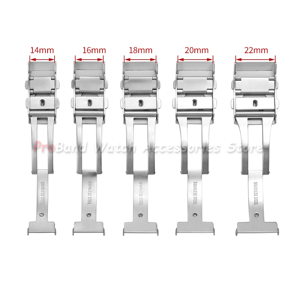Solid Stainless Steel Adjustable Folding Clasp Luxury Watch Strap Buckles (Multiple Sizes)