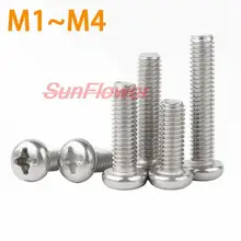 

20-100PCS M1 M1.2 M1.4 M1.6 M2 M2.5 M3 M4 DIN7985 GB818 304 Stainless Steel Cross Recessed Pan Head Screws Phillips Screws