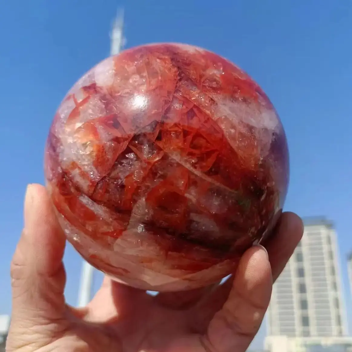 

Huge Natural Red Fire Quartz Energy Meditation Ball,Red Crystal Ore Ball,Reiki Healing Room Office Degaussing Decor Gift