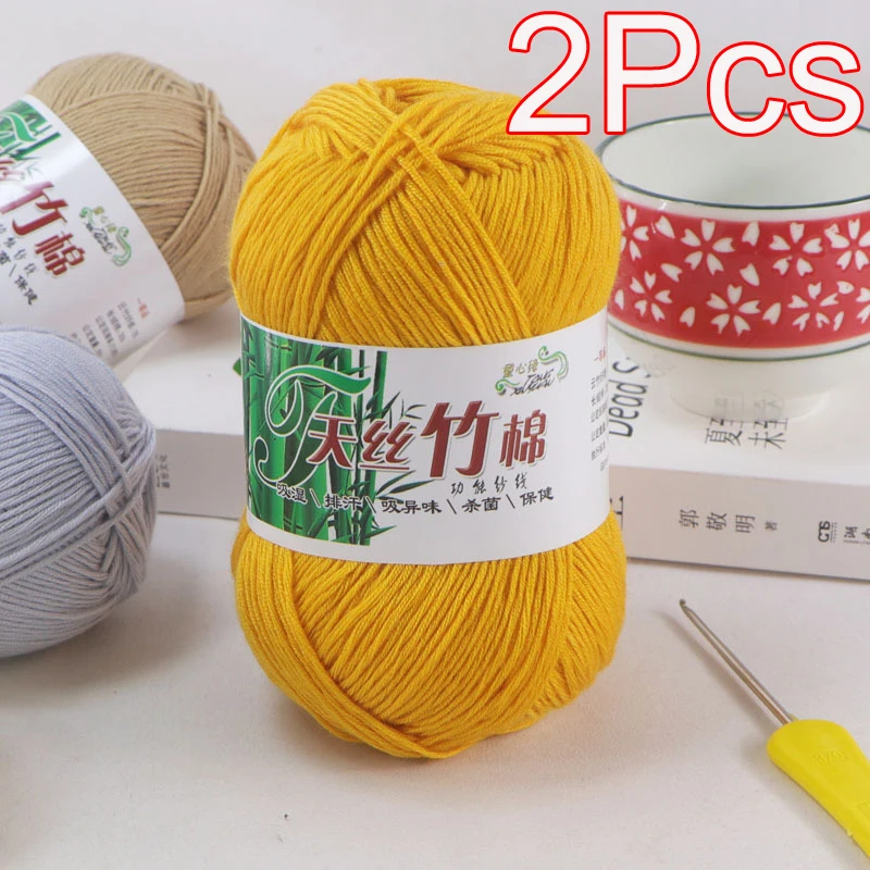 2Pcs Bamboo Yarn Soft Cold Summer Natural Bamboo Baby Knitting Yarn For Crochet And Hand Knitting Sweater Hat knitting yarn knitting wool yarn crochet yarn cotton yarn cotton wool yarn