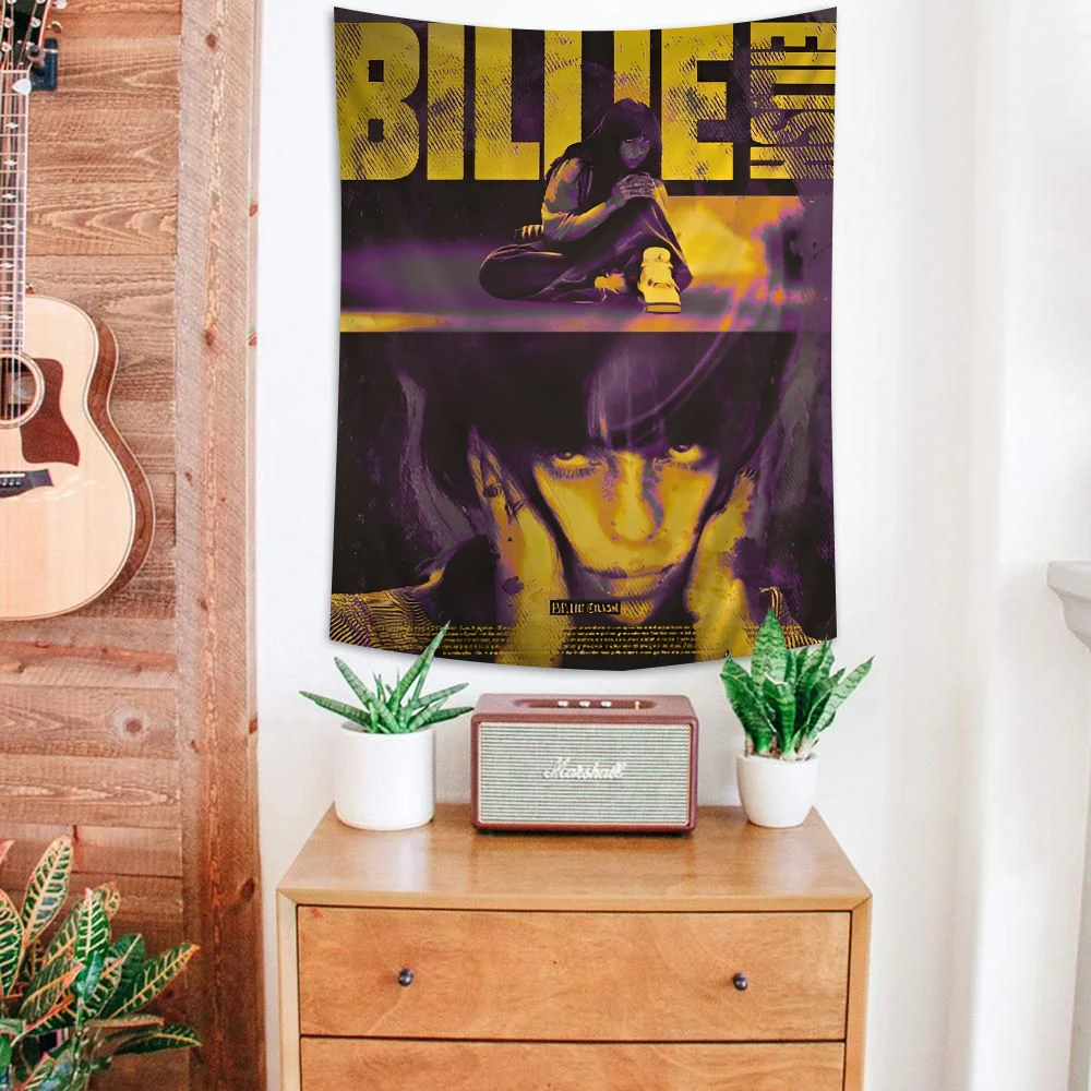 B-Billie E-Eilish Tapestry Art Printing Japanese Wall Tapestry Anime Wall Hanging Home Decor tapestry decor anime wall decor