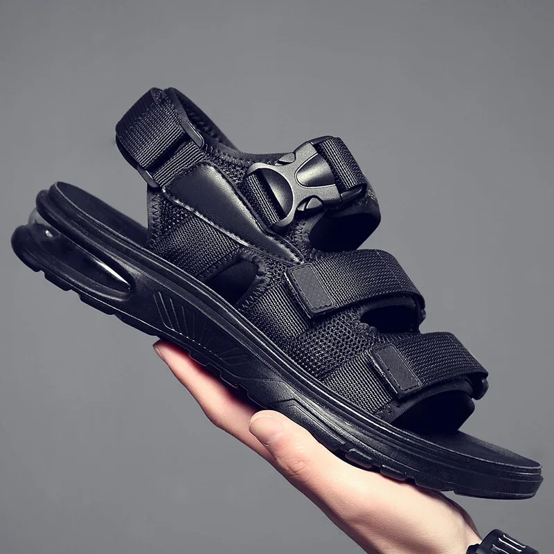 2024 New Design Men Rome Sandals Leather Fashion Sandals Black Men Summer Shoes Comfortable Cushion Soft Gladiator Sandals