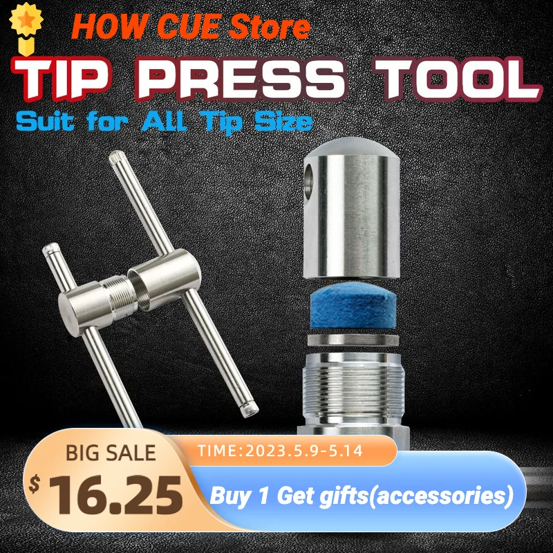 Billiard Pool Cue Press Tip Tool 14mm Pool Cue Steel Suppressor 11mm