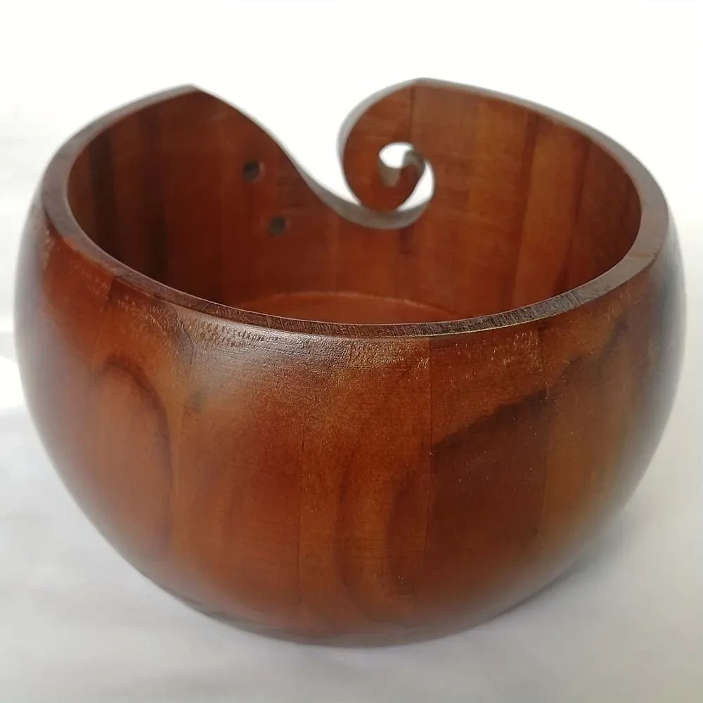 1pc Wooden Wool Bowl Textile Wool Storage Bowl Round Wooden Organizer Knitted Crochet Storage Handmad Needlework sewing storage box