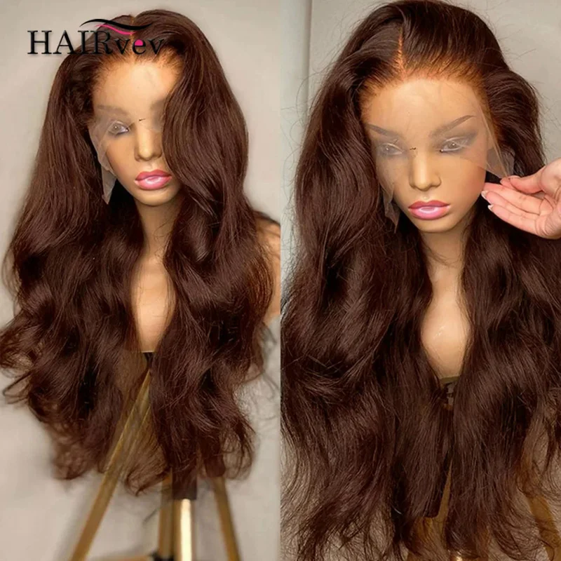 

HD Chocolate Brown 13x6 Body Wave Lace Front Wig Brazilian Brown 360 Full Transparent Lace Frontal Wigs For Women Human Hair
