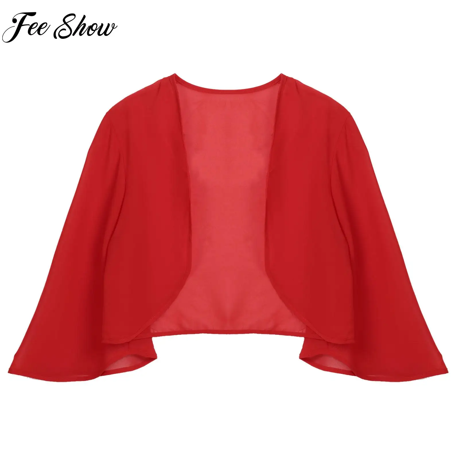 

Womens 3/4 Sleeve Chiffon Cardigan Bolero Jacket Wedding Party Bridal Dress Cover Ups Wraps Shawls